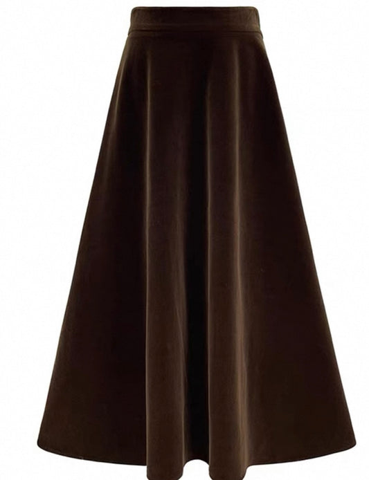 Velvet A-Line Skirt – Deep Mocha