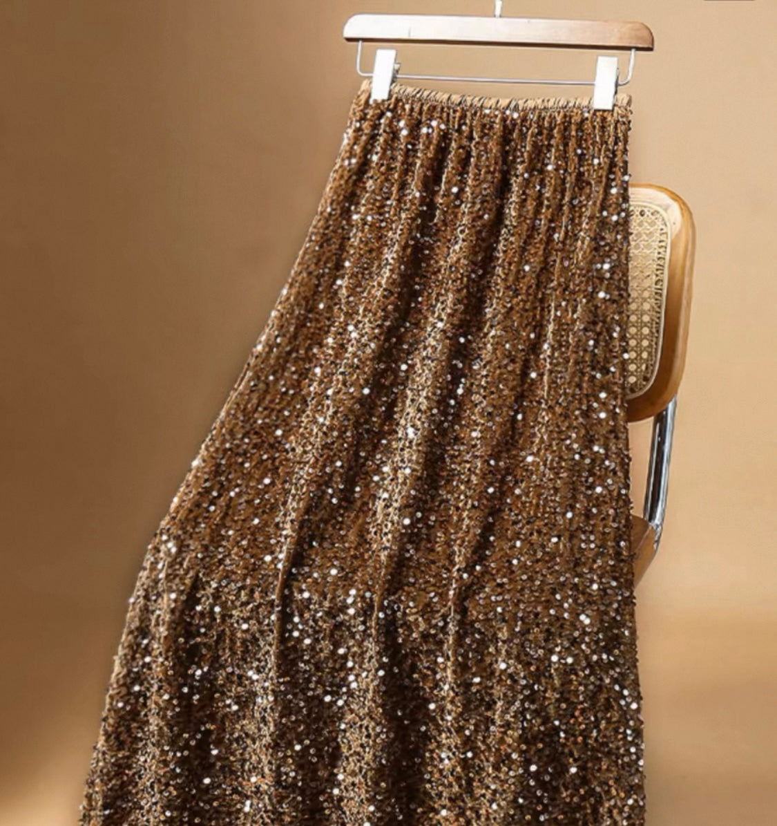 Sequin Maxi Skirt – Bronze