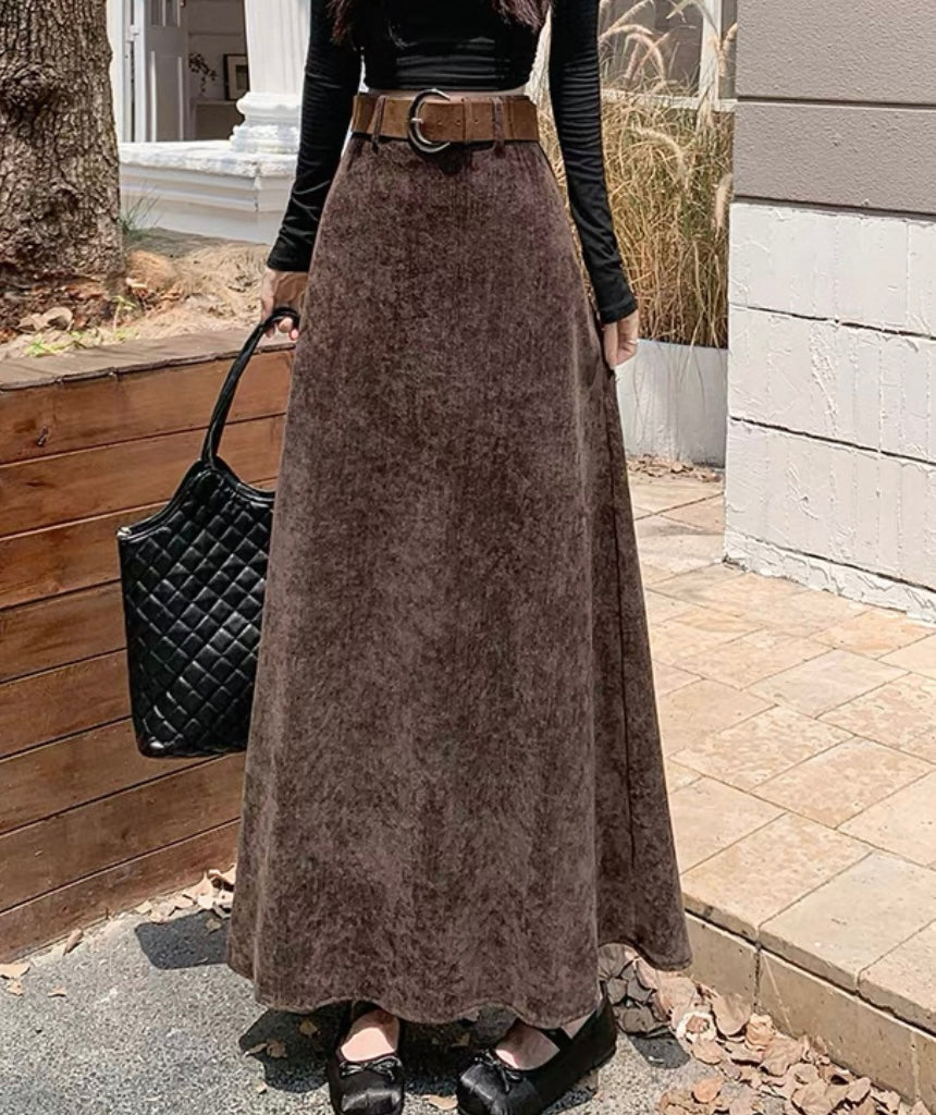 Textured Maxi Skirt – Mocha Brown