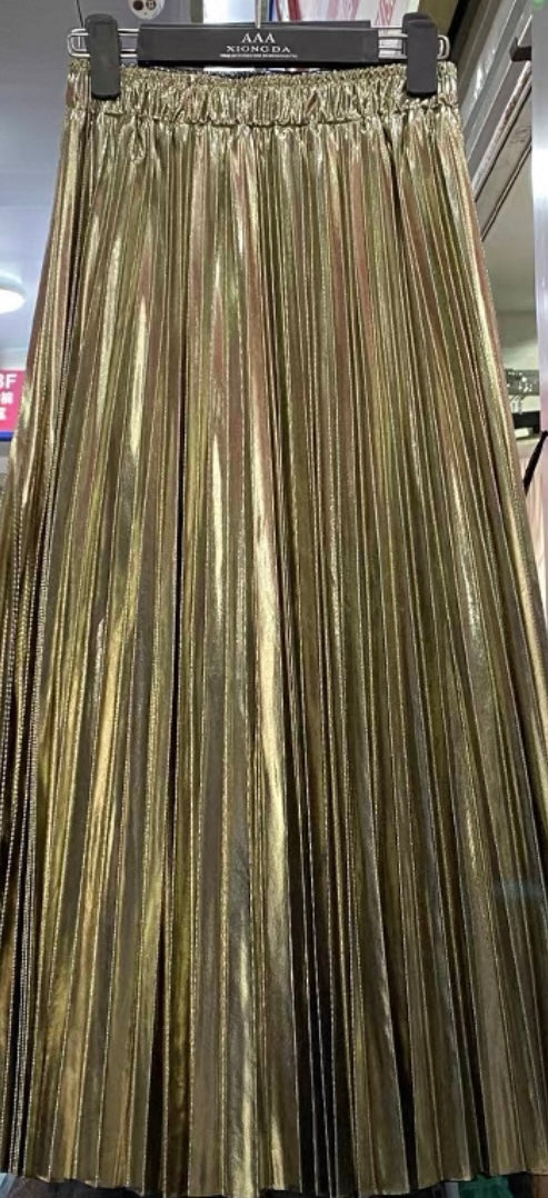 Metallic Pleated Skirt