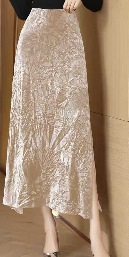 Crinkle Satin Skirt