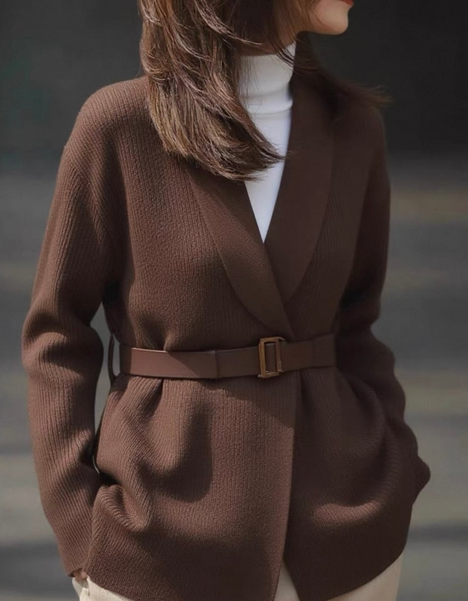 Chocolate Belted Cardigan