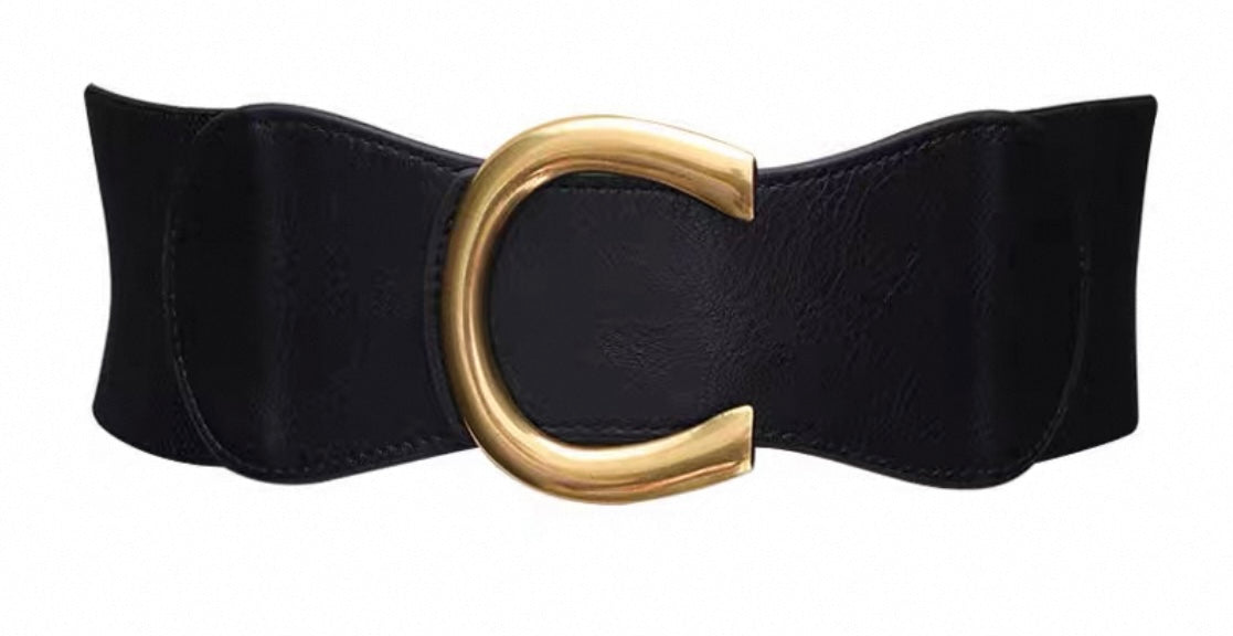Elastic Belt – Gold ‘C’ Buckle