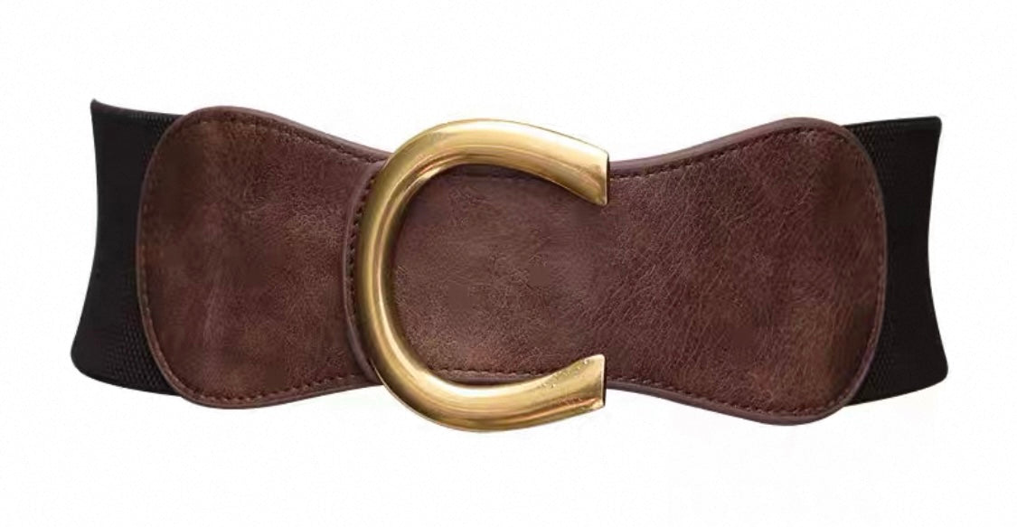 Elastic Belt – Gold ‘C’ Buckle