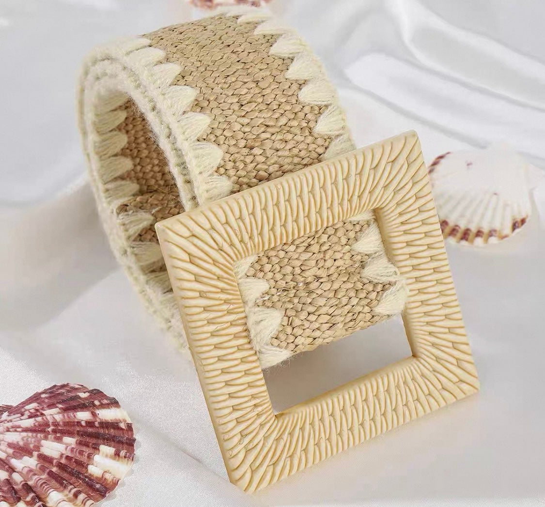 Braided Straw Belt – Natural Beige