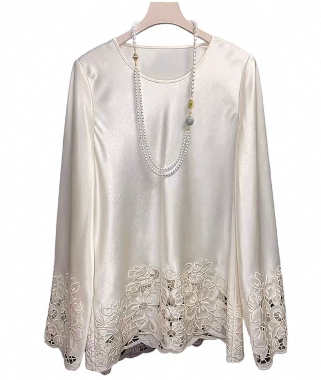 Embroidered Lace Blouse – Ivory