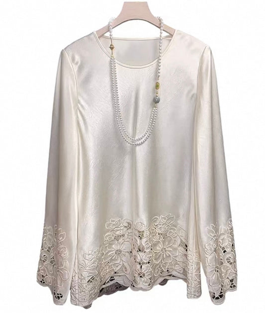 Embroidered Lace Blouse – Ivory