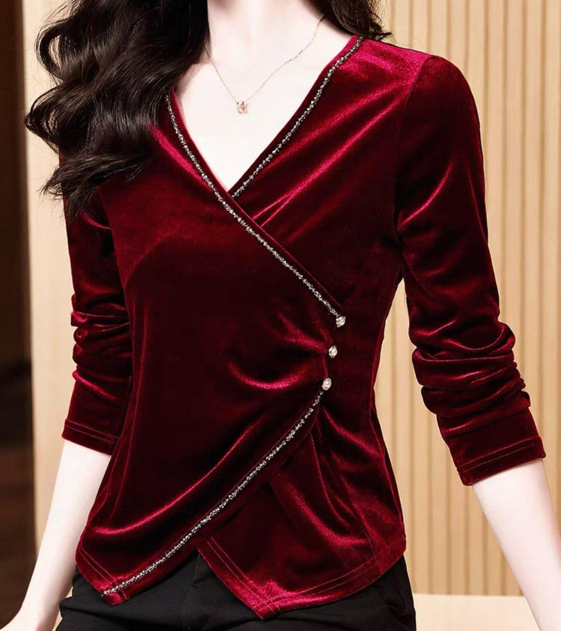 Velvet Embellished Blouse
