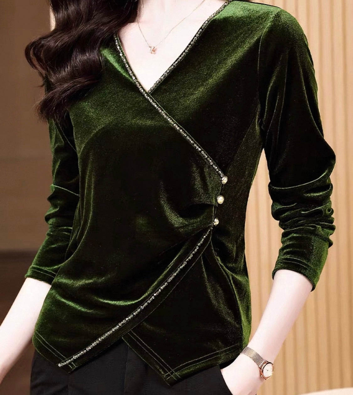 Velvet Embellished Blouse