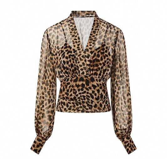 Sheer Leopard Print Blouse