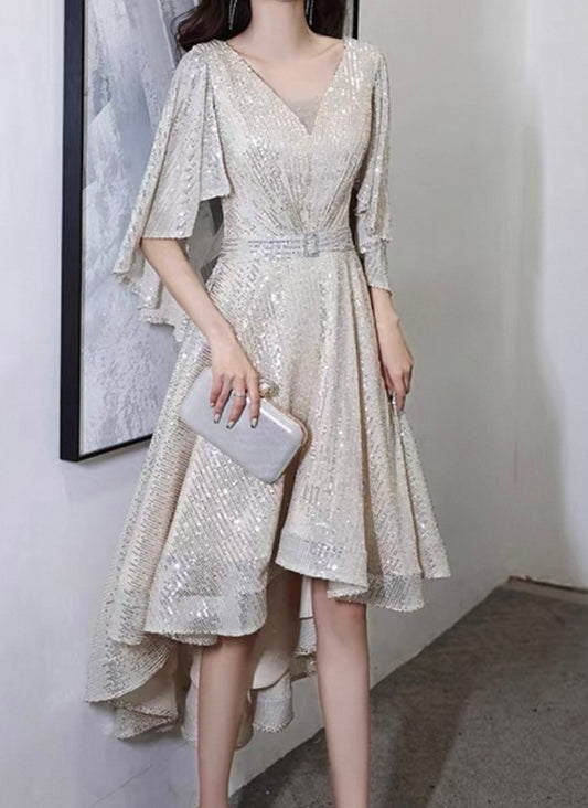 Sequin Midi Gown – Champagne Gold