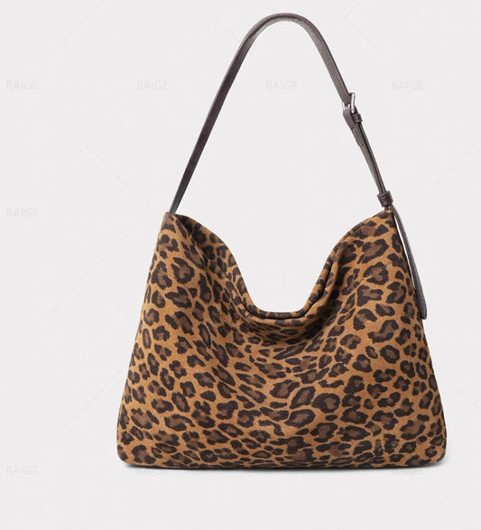 Leopard Print Shoulder Bag – Tan & Black