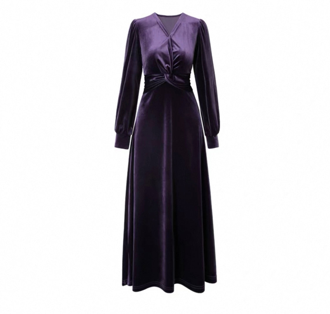 Velvet Maxi Dress – Deep Violet