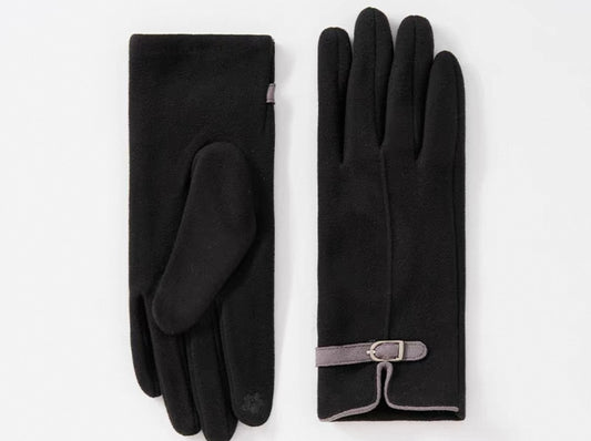 Fleece Lined Gloves with Buckle Trim