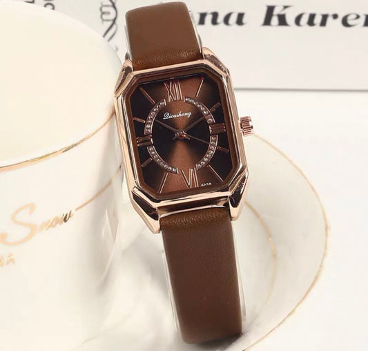 Brown Rectangular Classic Watch