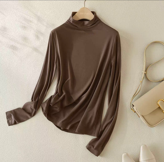 Soft Mocha High-Neck Top
