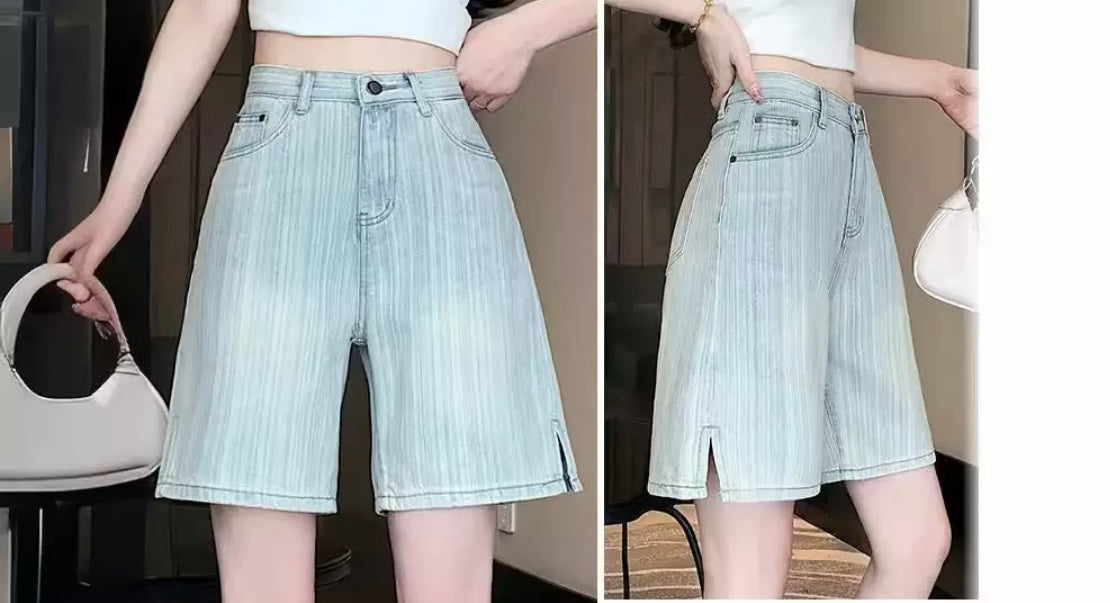 Denim Bermuda Shorts – High Waist Relaxed Fit