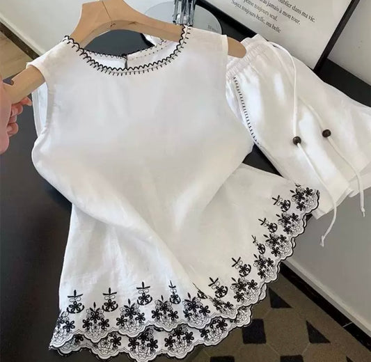 Lightweight Embroidered Set – Top & Shorts
