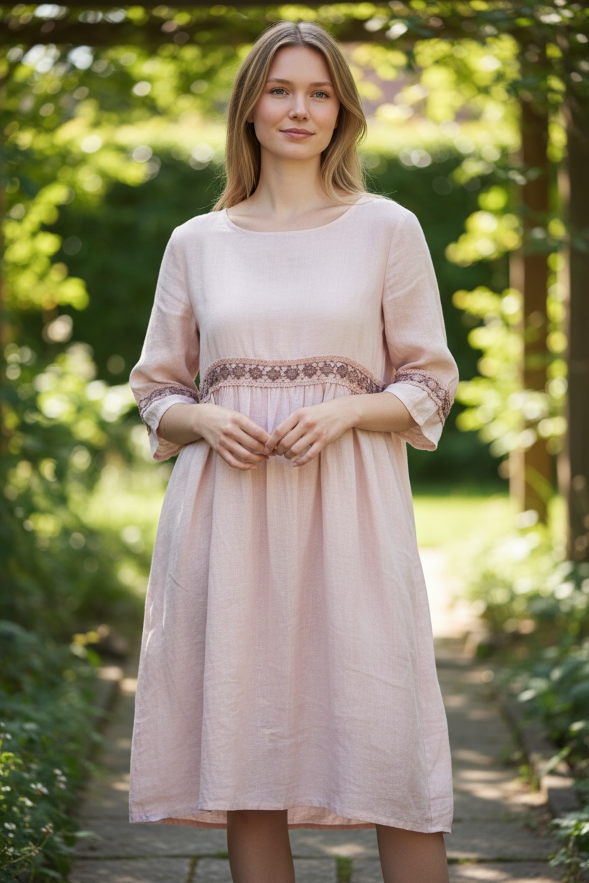 Linen Lace Detail Dress