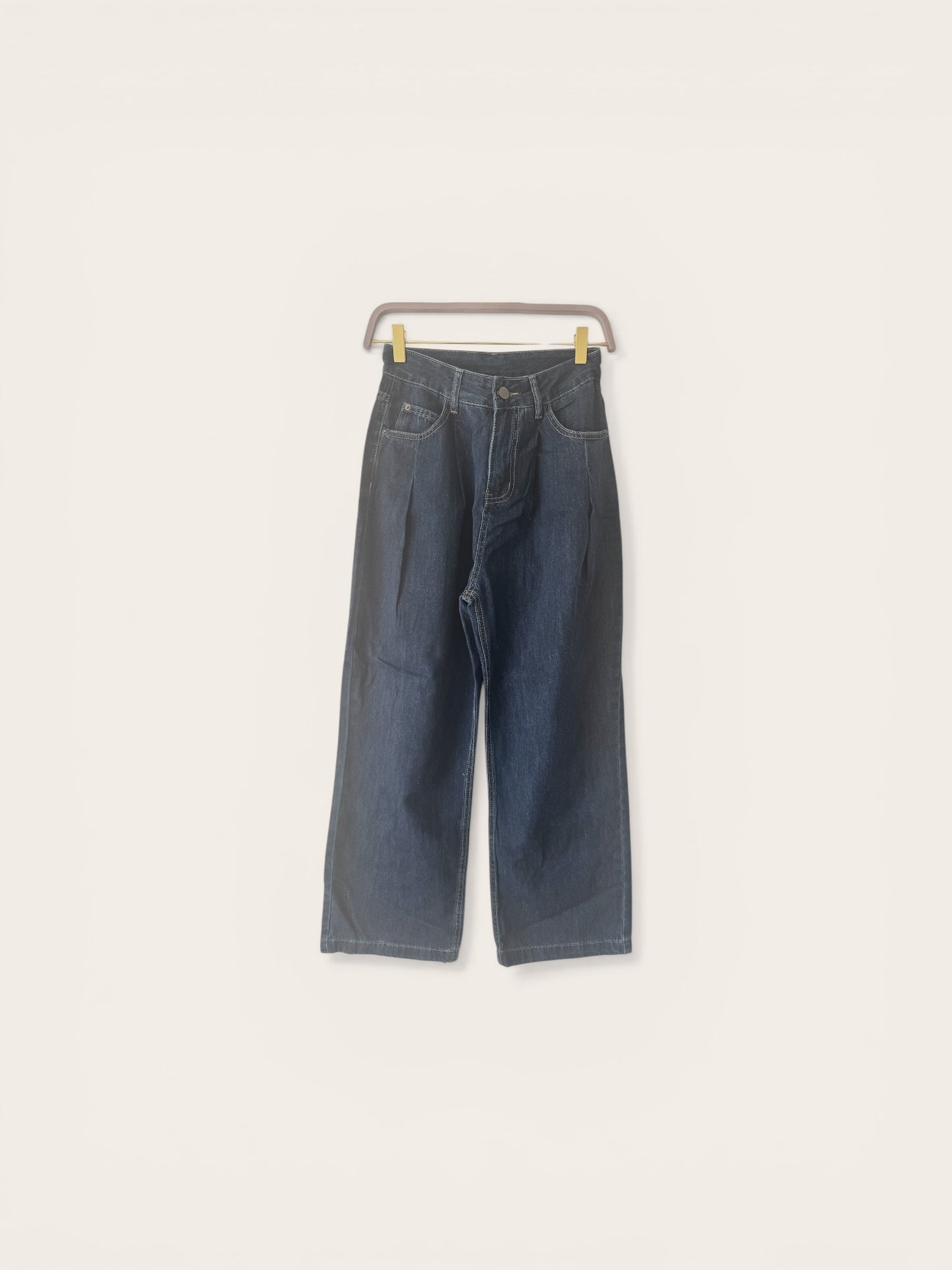Wide-Leg Dark Wash Denim Jeans