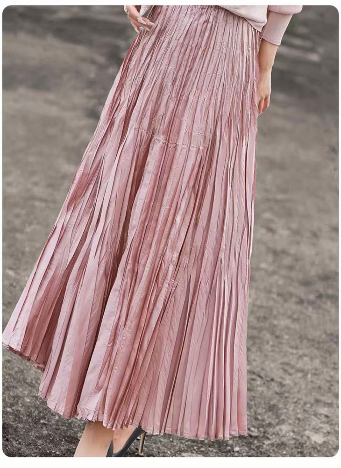 Pink pleated bustier skirt