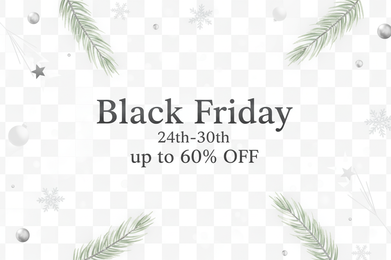 Black Friday 24th-30th up to 60% OFF add clean minimalistic xmas background a bit transparent 