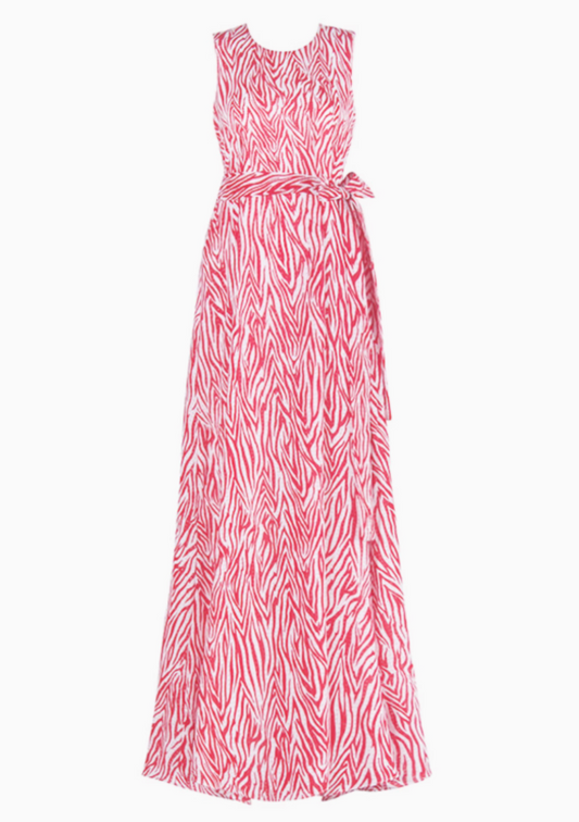 Red Zebra Print Maxi Dress