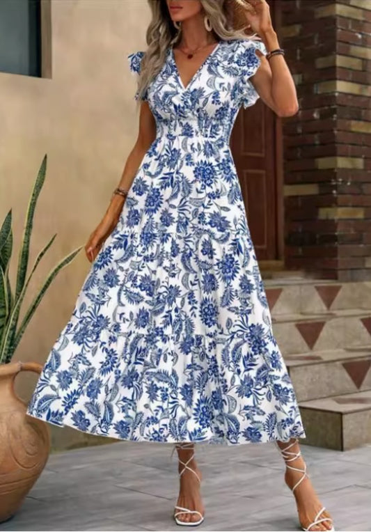 Porcelain Blue Floral Dress