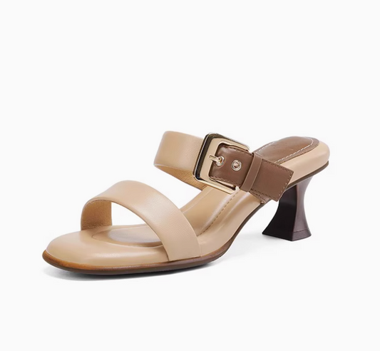 Buckle Detail Sandals – Beige