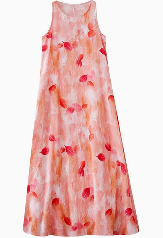Peach Petals A-Line Dress