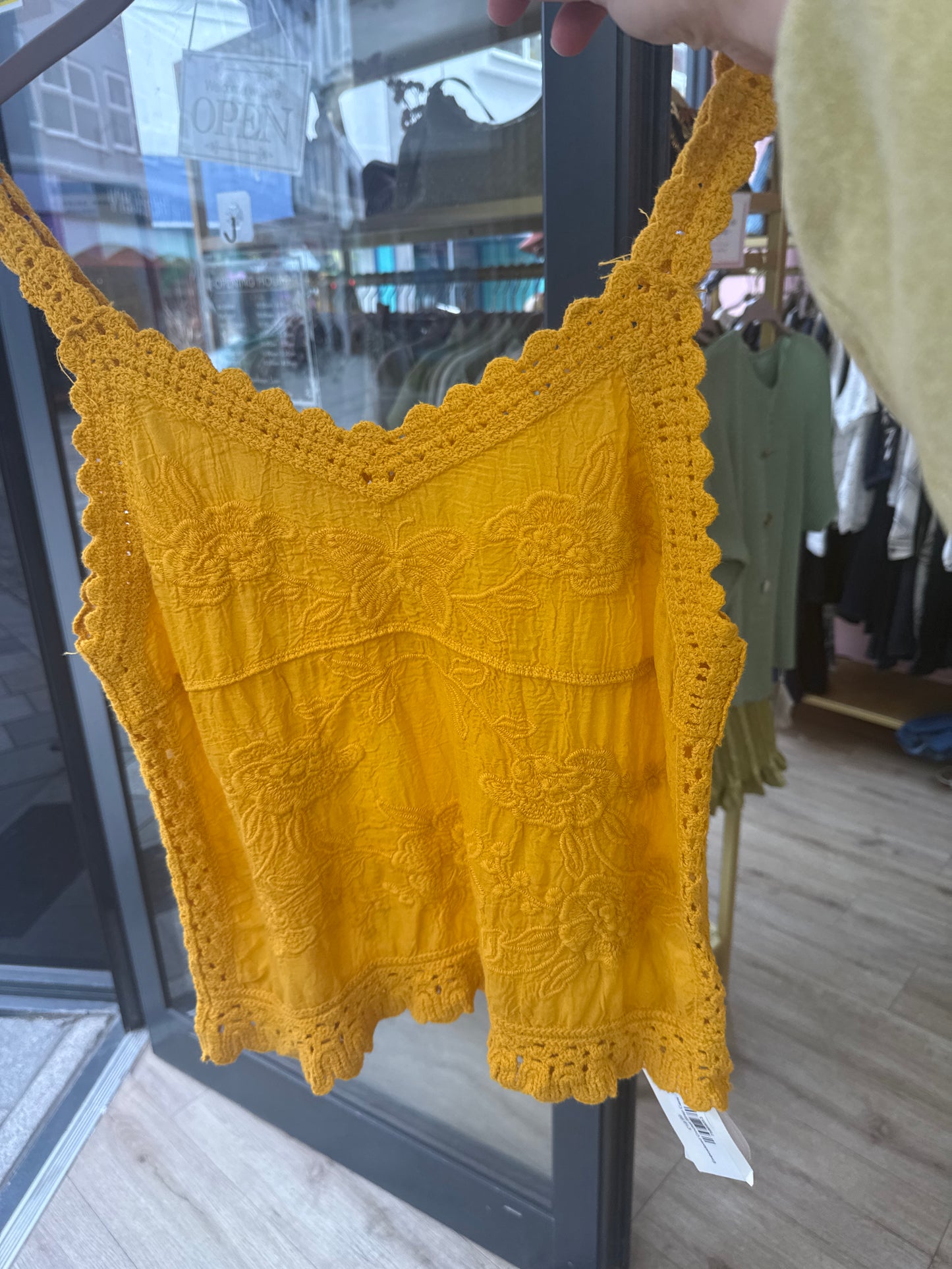 Embroidered Crochet Strap Cami