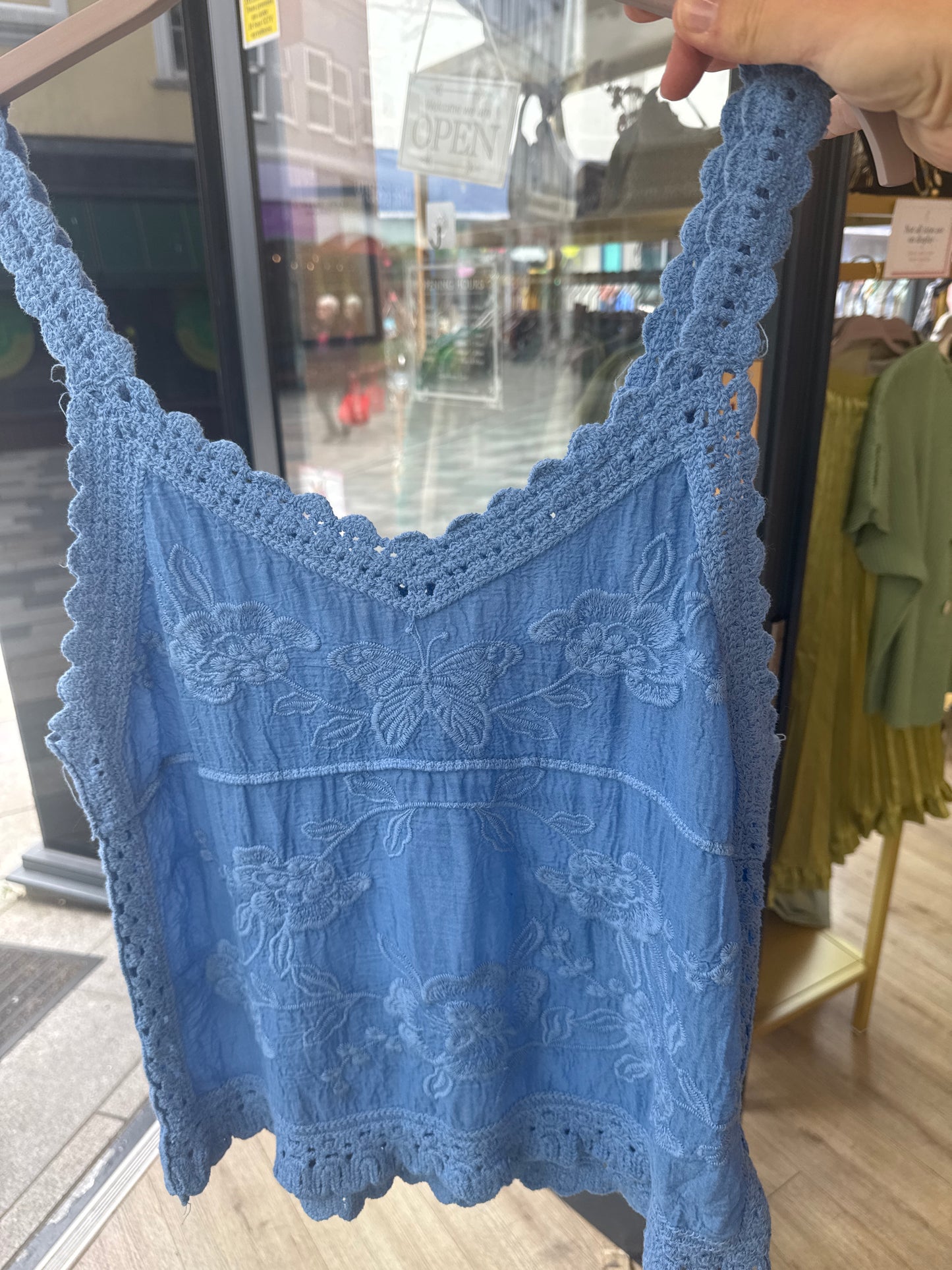 Embroidered Crochet Strap Cami